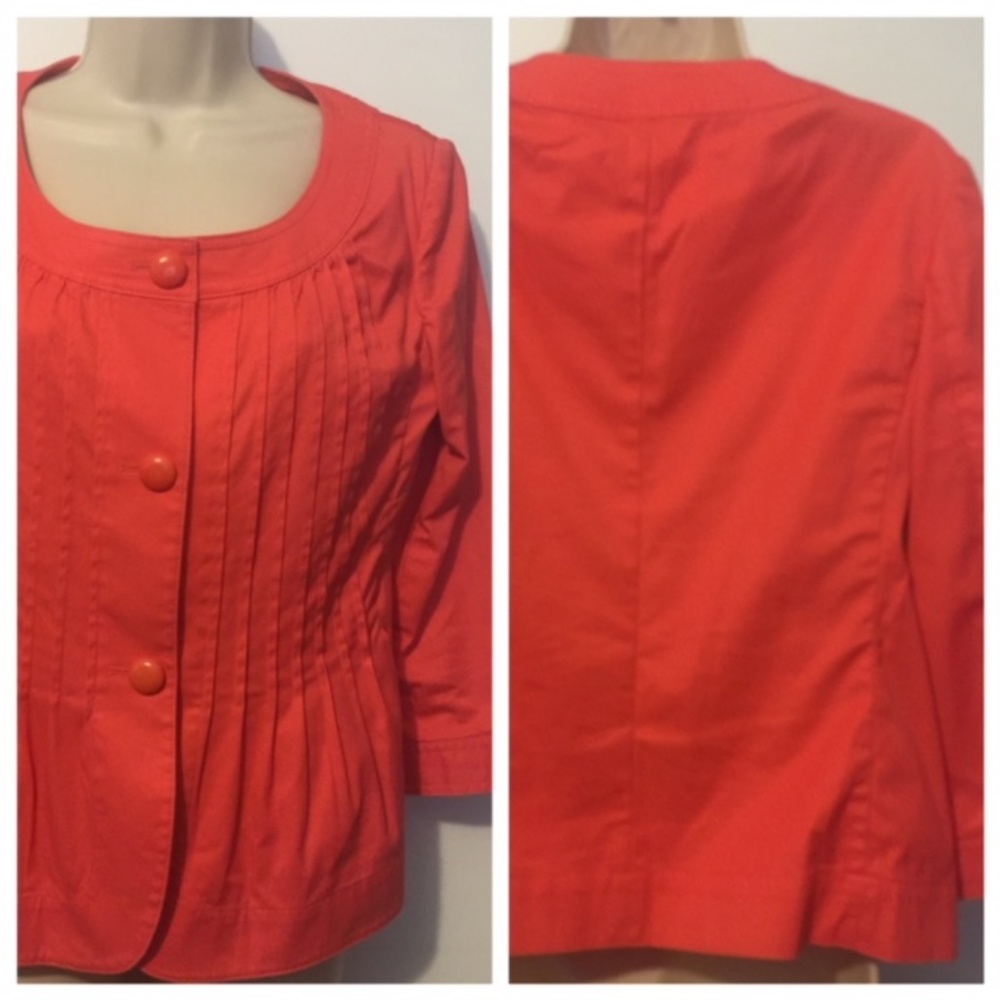 TALBOTS Women's Size 6 Orange Pleated Shirt